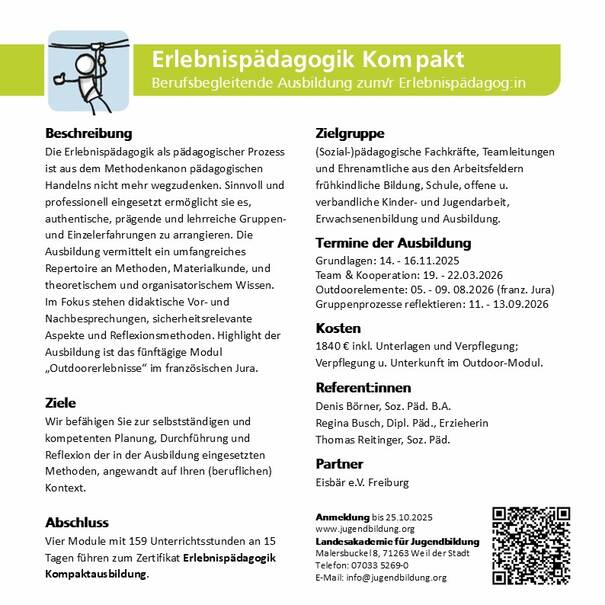 Infoabend zur Erlebnispädagogik-Ausbildung - online 18-19 Uhr